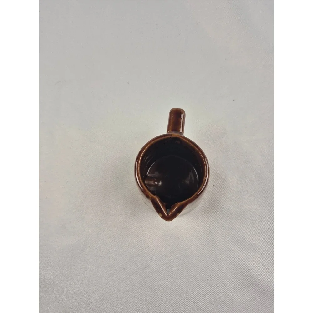 Vintage Stoneware Measuring Cup Set 1 Cup & 1/4 Cup Brown Tan Ceramic Pitchers